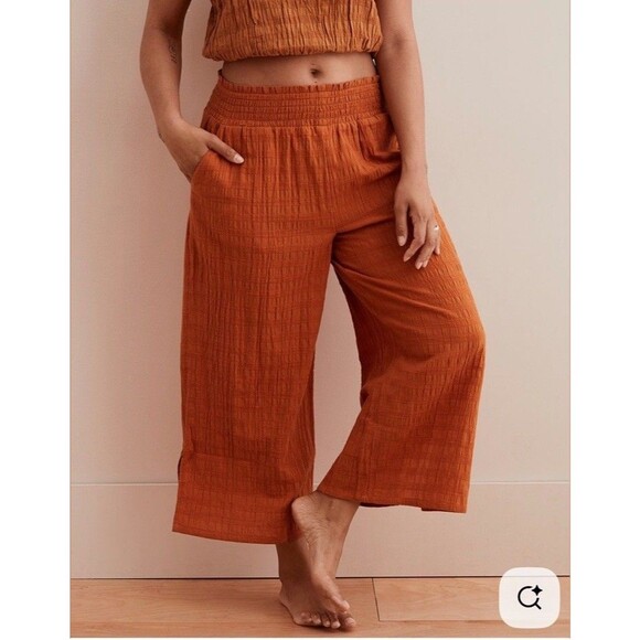 Aerie Wide Leg Elastic Waist Boho Cropped Pants With Pockets Size XS - Picture 1 of 12